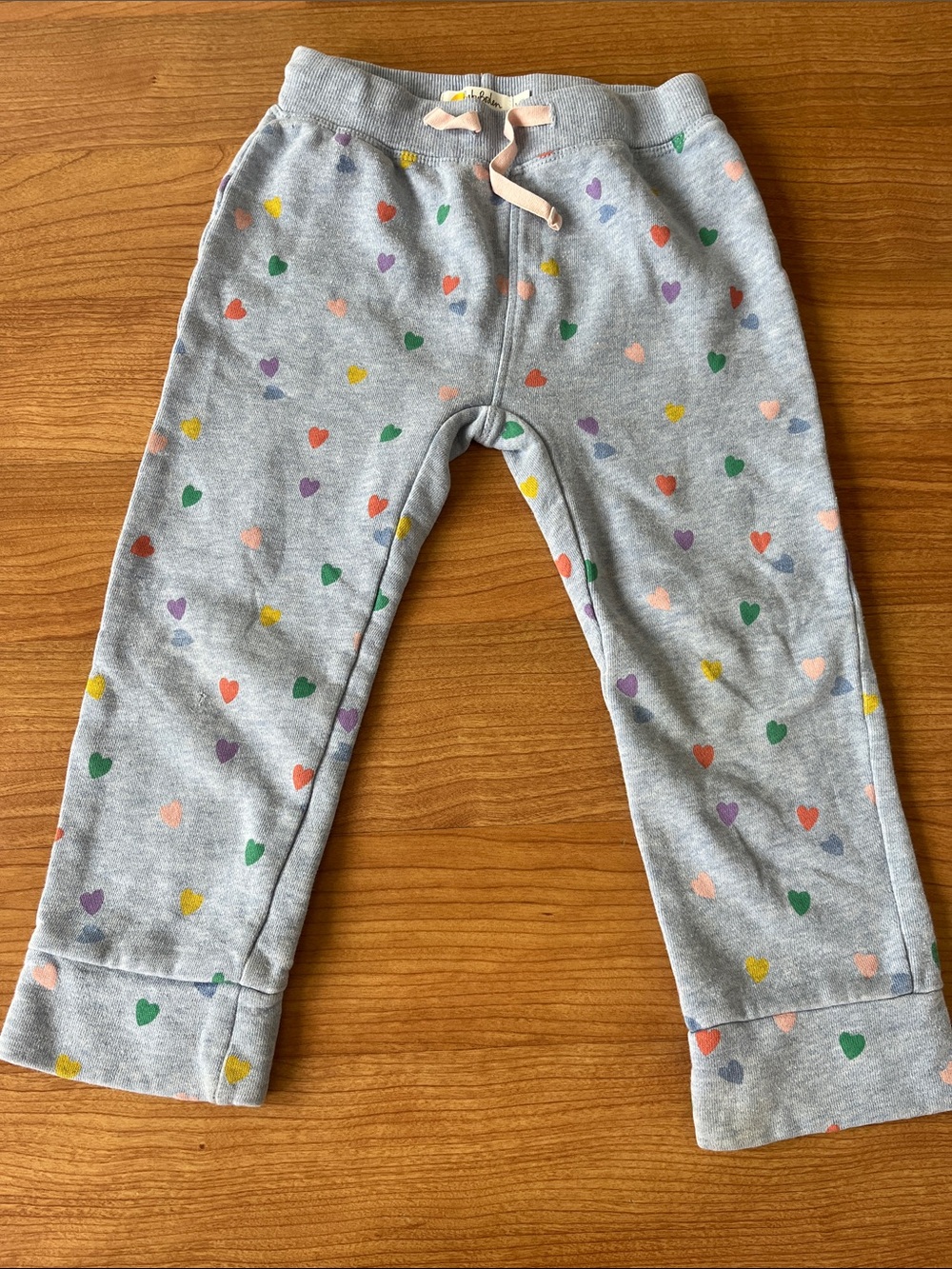 Baby Boden light blue Sweatpants with Multicolor Heart Print